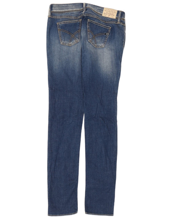 Gas Womens Low Waist Skinny Jeans W28 L33 Blue Cotton