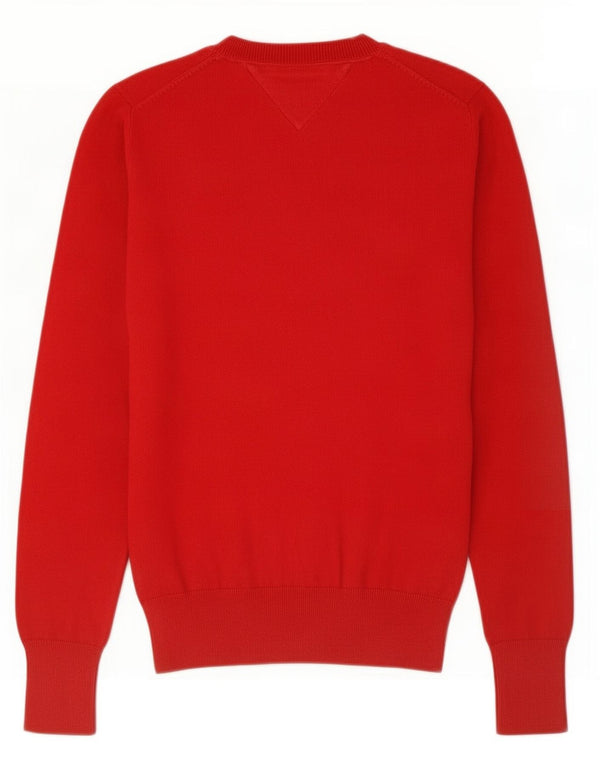 Tommy Hilfiger Γυναικείο πουλόβερ με λαιμόκαυστο UK 10 μικρό κόκκινο βαμβακερό