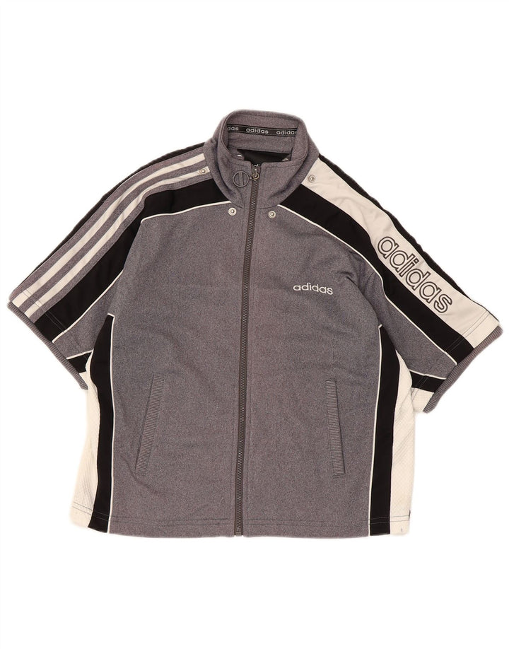 ADIDAS Boys Graphic Tracksuit Top Jacket 11-12 Years Grey Colourblock