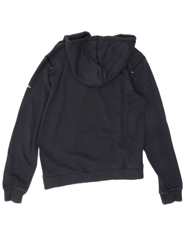 Champion Womens Graphic Hoodie Jumper UK 16 Large Navy Blue Cotton