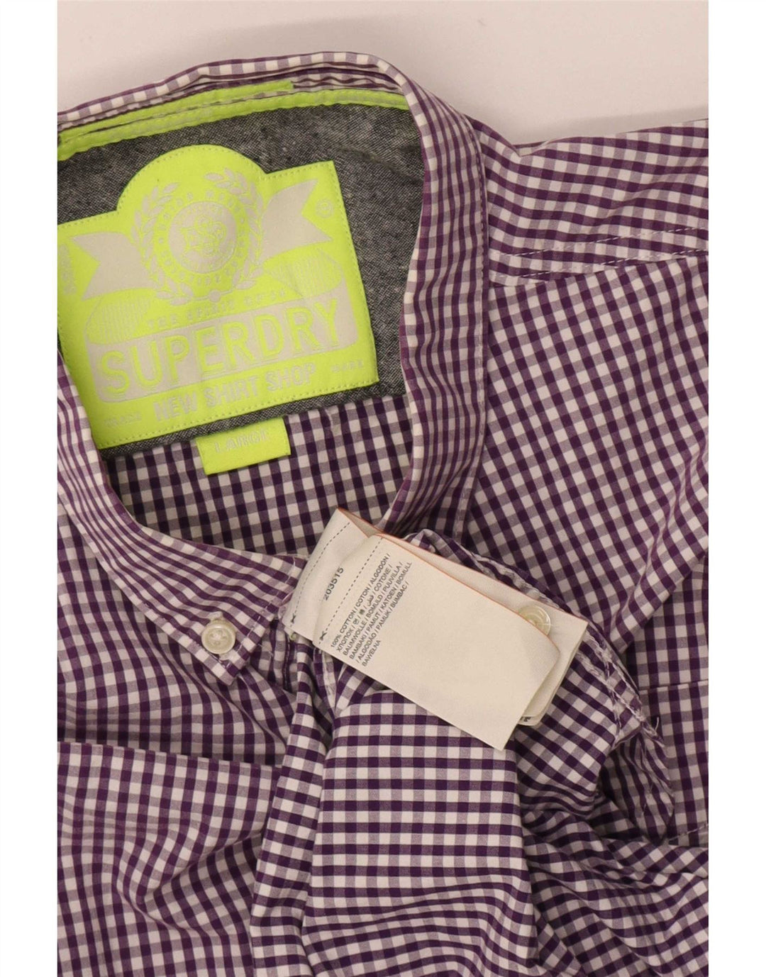 Ανδρικό πουκάμισο Superdry Μεγάλο μωβ βαμβακερό Gingham