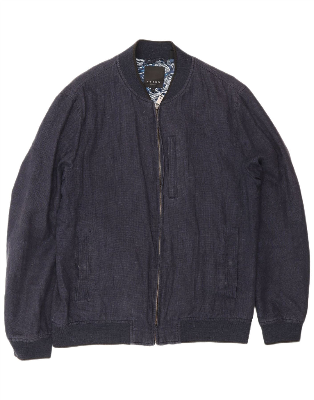 Ted Baker Ανδρικό μπουφάν Bomber Size 4 Μεγάλο λινό Navy Blue