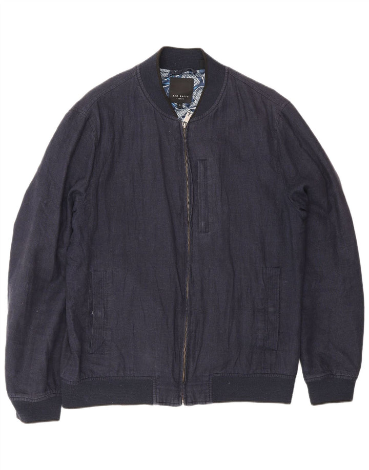 Ted Baker Ανδρικό μπουφάν Bomber Size 4 Μεγάλο λινό Navy Blue