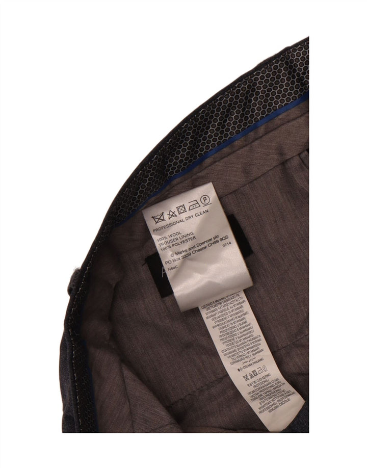 Marks & Spencer Ανδρικό αυτόγραφο ίσιο παντελόνι W34 L29 Μπλε μαλλί