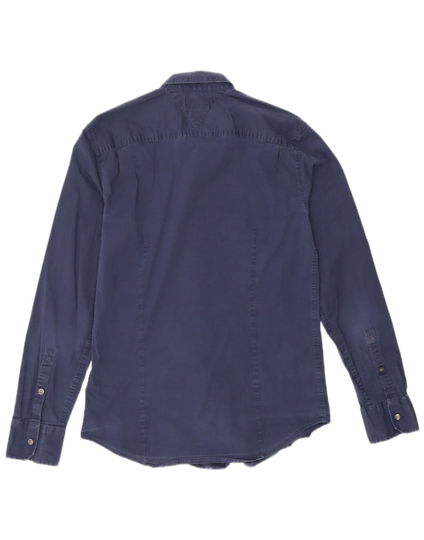 Ανδρικό πουκάμισο Tommy Hilfiger Slim Fit Large Navy Blue από βαμβάκι