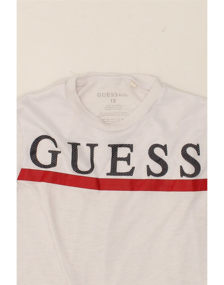 GUESS Boys Graphic Top Long Sleeve 11-12 Years White Cotton Vintage Guess and Second-Hand Guess from Messina Hembry 