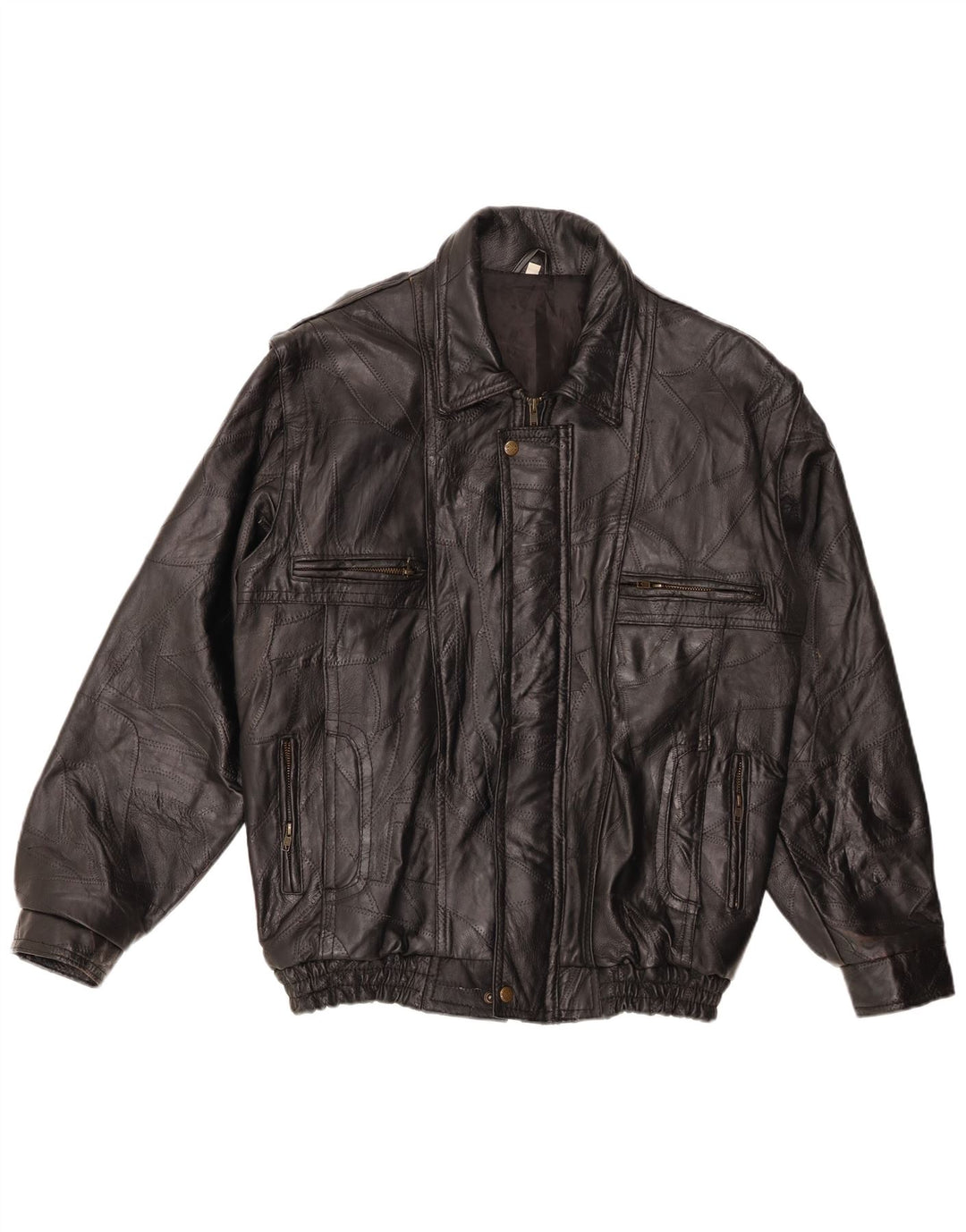 VINTAGE Ανδρικό Δερμάτινο Μπουφάν UK 40 Large Μαύρο Δερμάτινο
