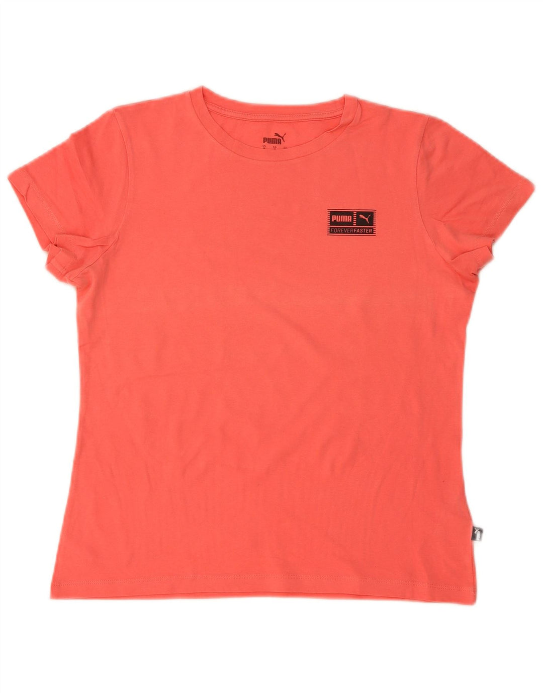 Puma Γυναικείο T-Shirt Top UK 14 Μεσαίο πορτοκαλί βαμβακερό