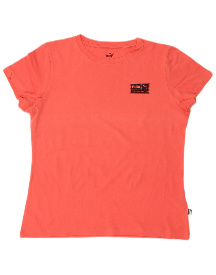 Puma Γυναικείο T-Shirt Top UK 14 Μεσαίο πορτοκαλί βαμβακερό