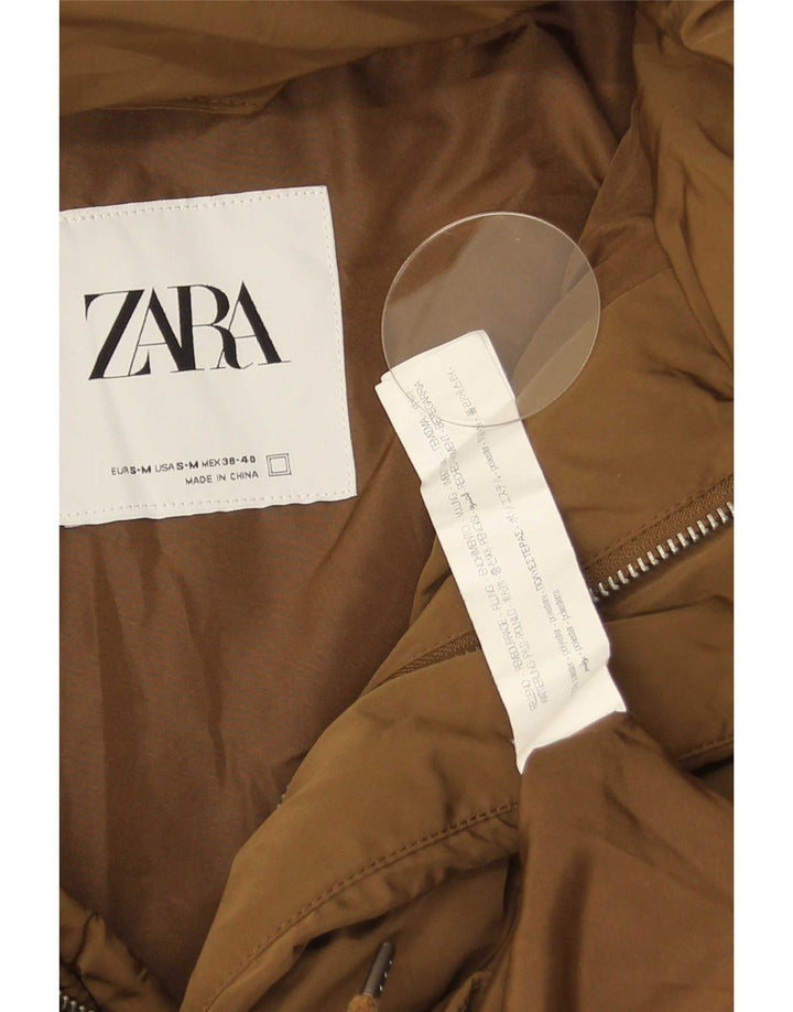 Zara Ανδρικό μπουφάν με κουκούλα Loose Fit padded UK 36 Small Brown Polyester