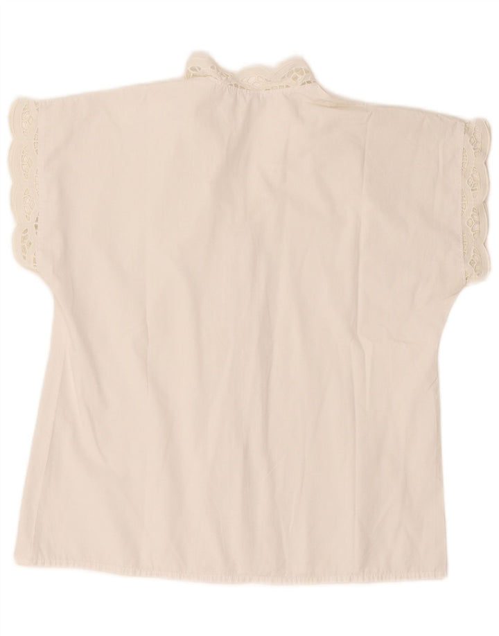 Vintage γυναικείο κοντομάνικο πουκάμισο μπλούζα EU 38 Medium White