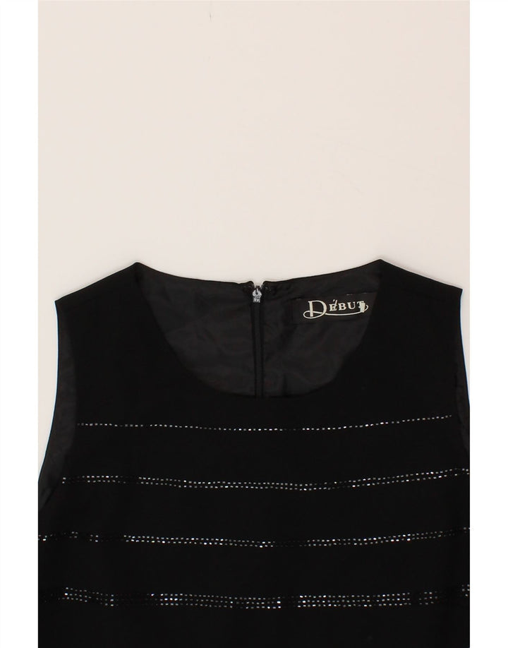 DEBUT Womens Sheath Dress UK 14 Large Black Polyester Vintage Debut and Second-Hand Debut from Messina Hembry 
