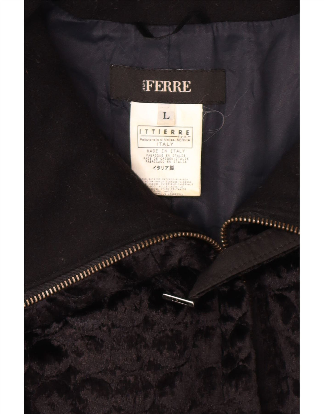 FERRE Γυναικείο Βελούδινο Μπουφάν UK 14 Large Black Wool Classic