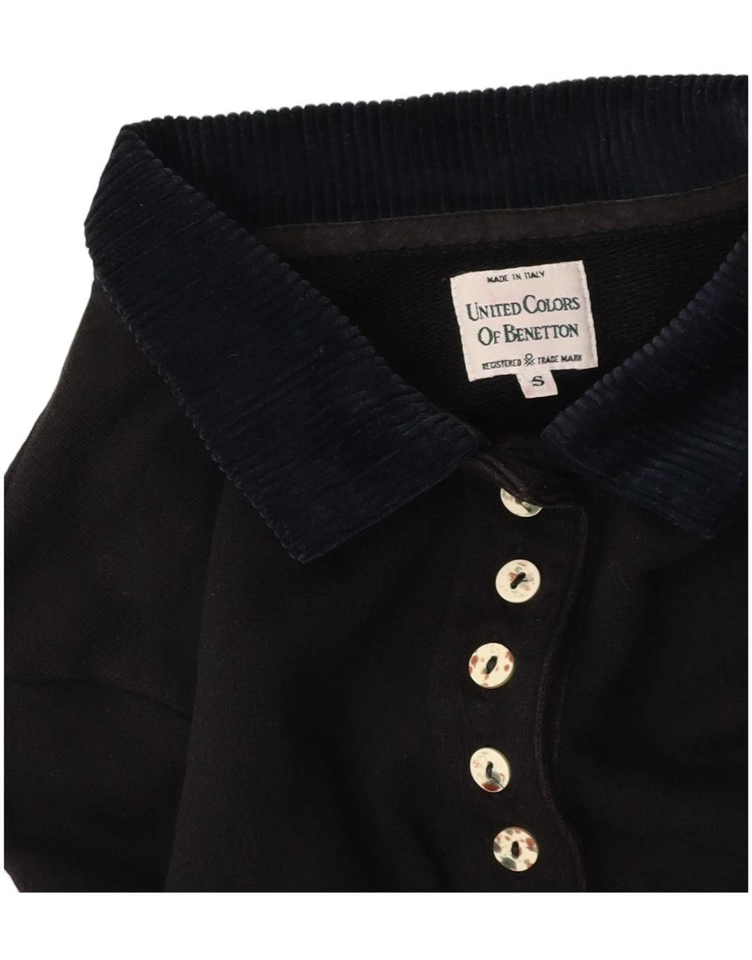 BENETTON Γυναικείο Oversized Graphic Crop Polo UK 10 Small Black