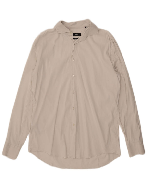 Ανδρικό πουκάμισο Hugo Boss Slim Fit Μέγεθος 43 17 XL Λευκό βαμβακερό
