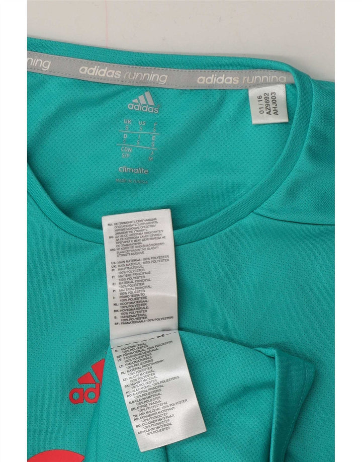 Ανδρικό γραφικό μπλουζάκι Adidas Climalite Τοπ μικρού τιρκουάζ πολυεστέρα