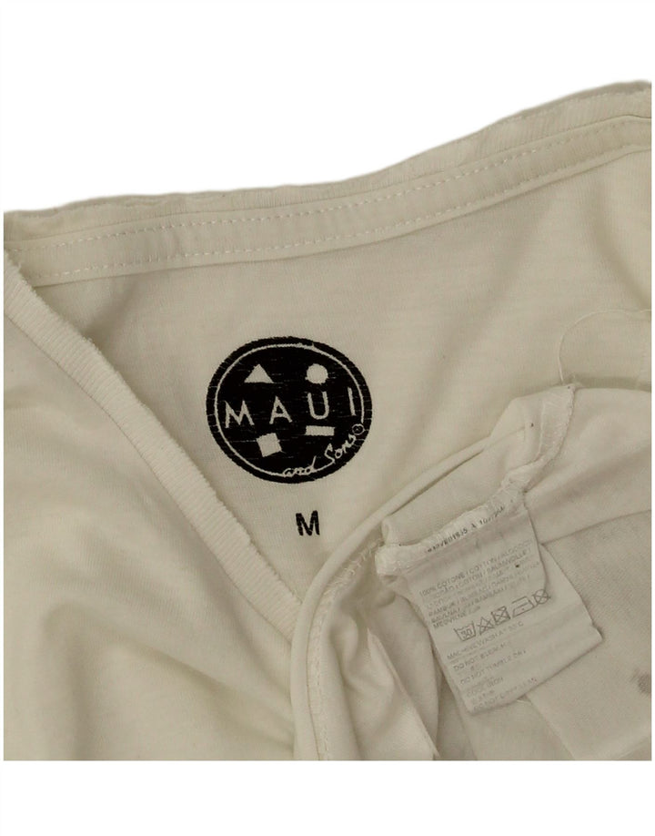 Maui and Sons Ανδρικό γραφικό T-Shirt Top από μεσαίο λευκό βαμβακερό