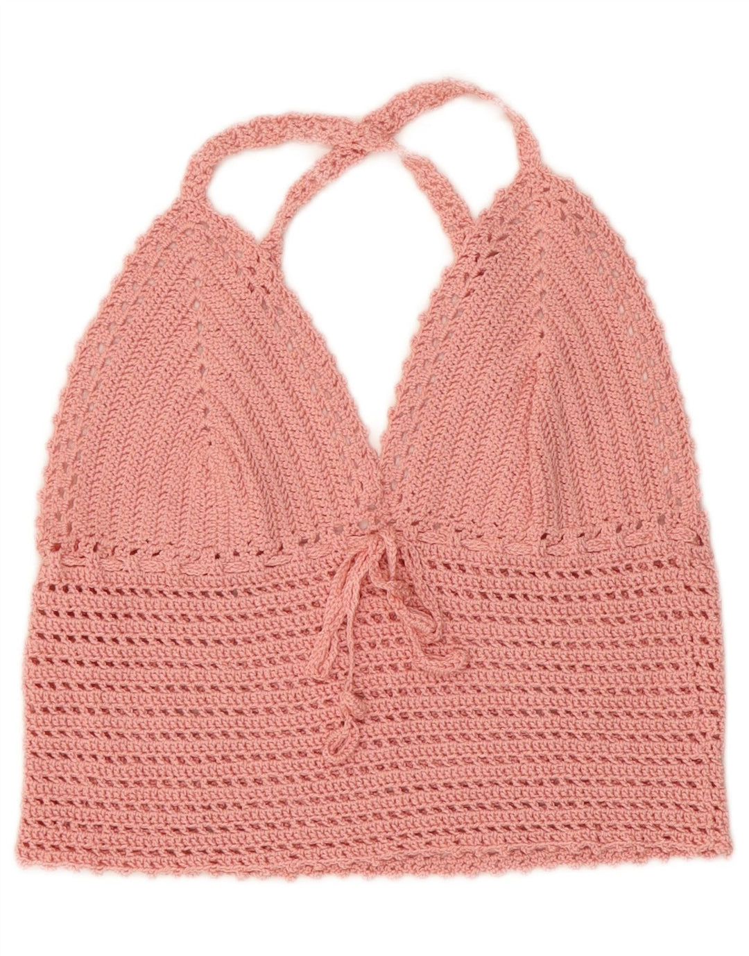 Vintage γυναικείο κροσέ κροσέ τοπ UK 4 XS Pink