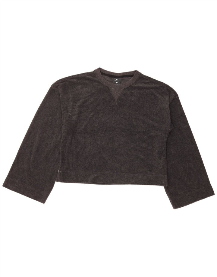 Nike γυναικείο Dri Fit Crop Μακρυμάνικο UK 10 Small Black Polyester