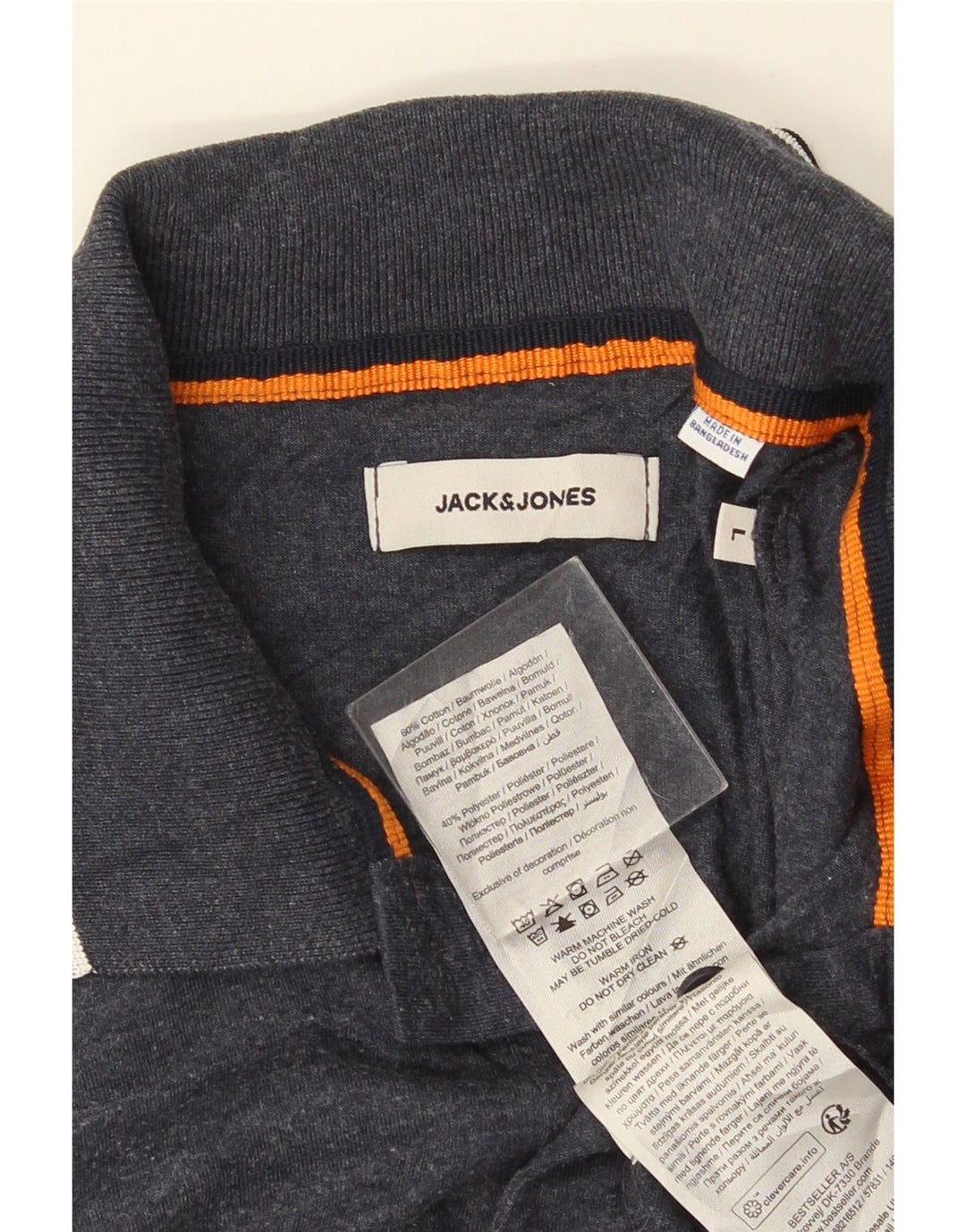 Ανδρικό μπλουζάκι πόλο JACK & JONES Μεγάλο γκρι βαμβακερό ριγέ