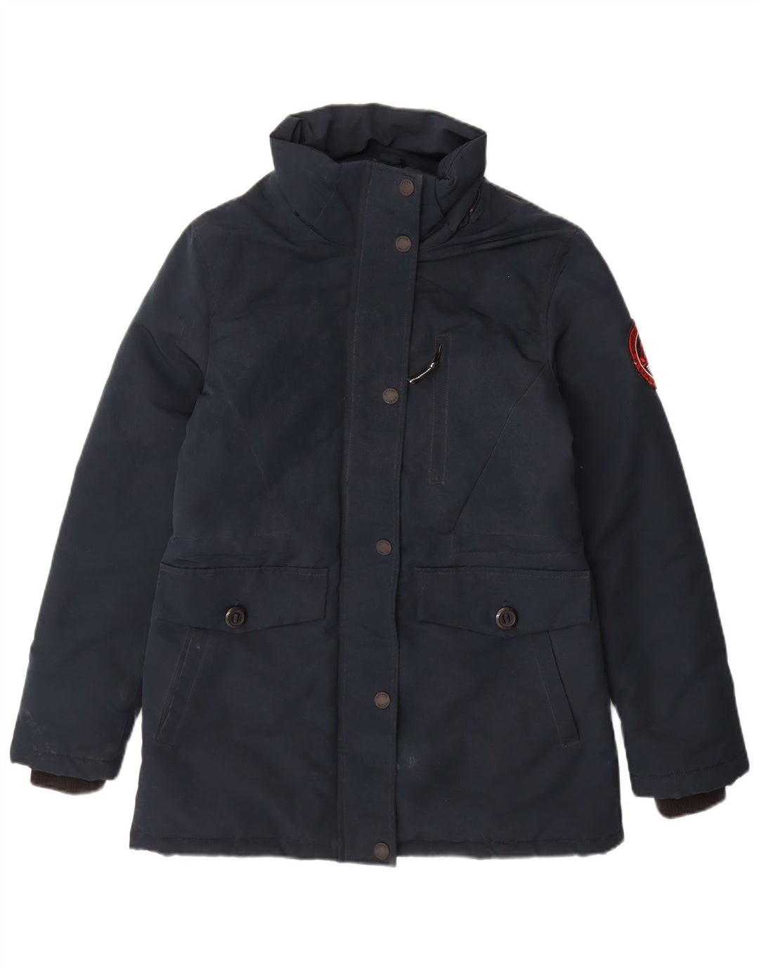 Superdry γυναικείο μπουφάν με κουκούλα UK 10 Small Navy Blue Polyester