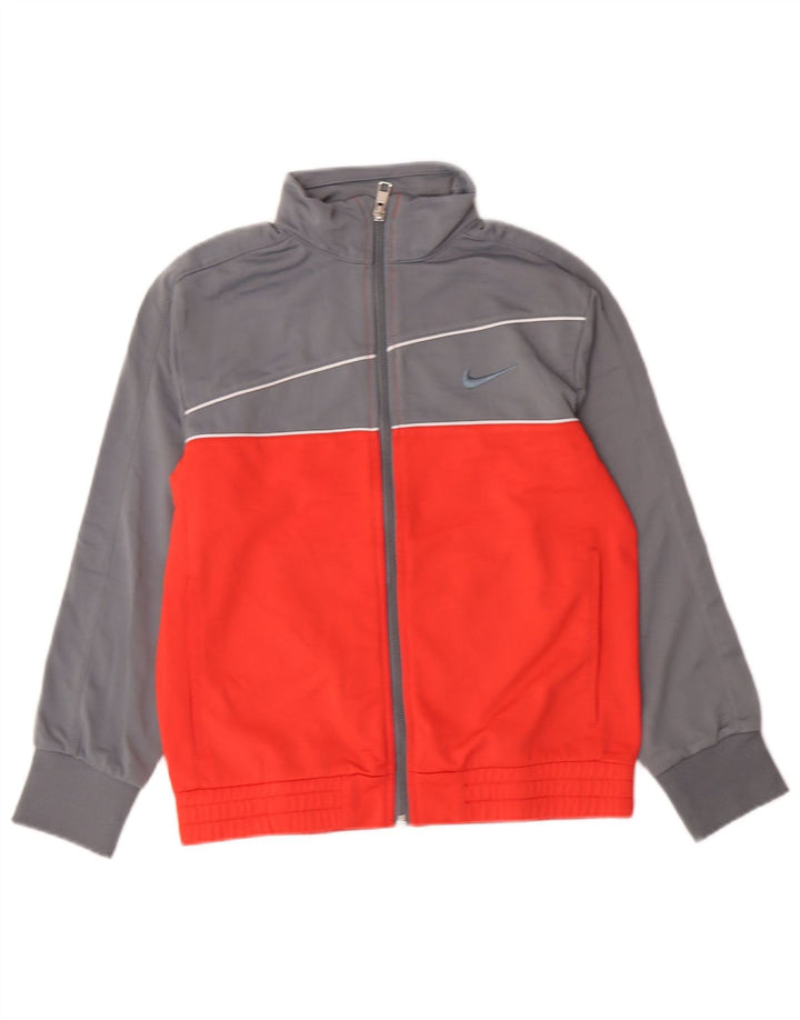 Nike Boys Tracksuit Top Jacket 10-11 Years Grey Colourblock Polyester