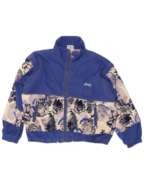 Γυναικεία αθλητική φόρμα VINTAGE Top Jacket UK 22 3XL Μπλε γεωμετρικό βαμβακερό