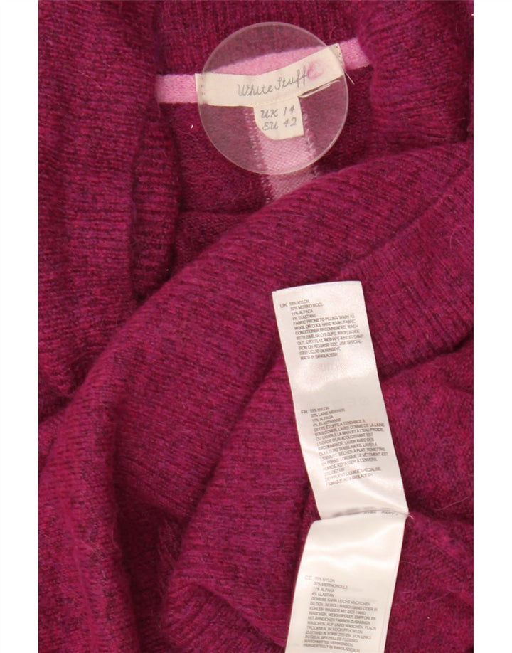 WHITE STUFF Γυναικείο πουλόβερ με ρολό λαιμόκοψη UK 14 Μεγάλο μωβ φλύκταινες