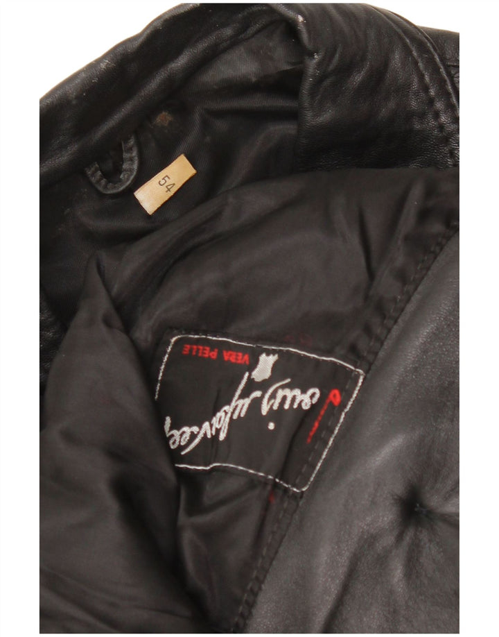 Vintage Ανδρικό Δερμάτινο Παλτό UK 38 Medium Black Leather