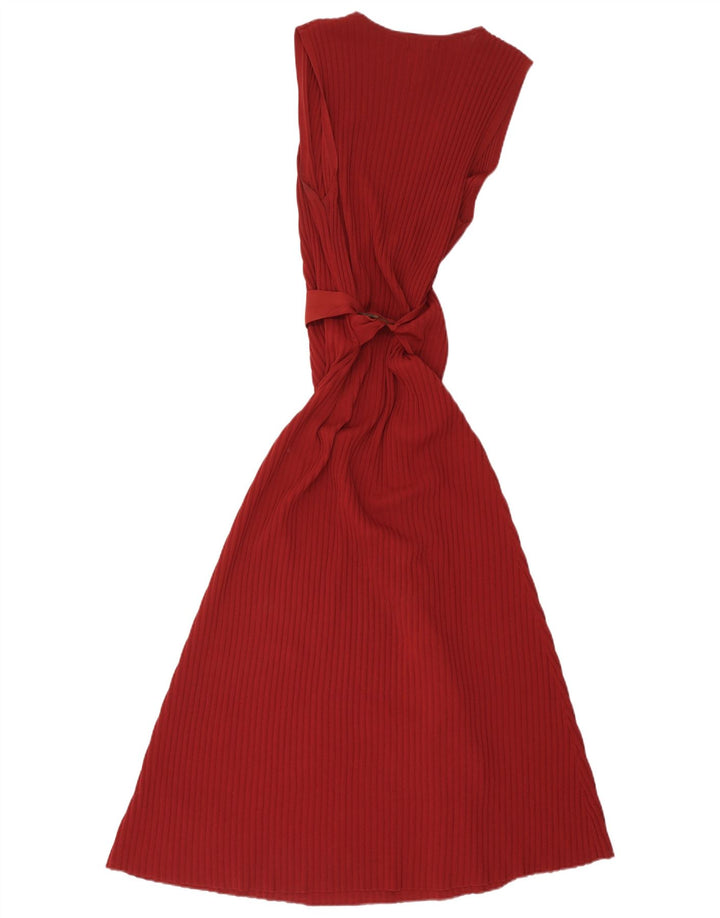 Massimo Dutti Γυναικείο Αμάνικο Maxi Φόρεμα UK 12 μεσαία κόκκινη βισκόζη