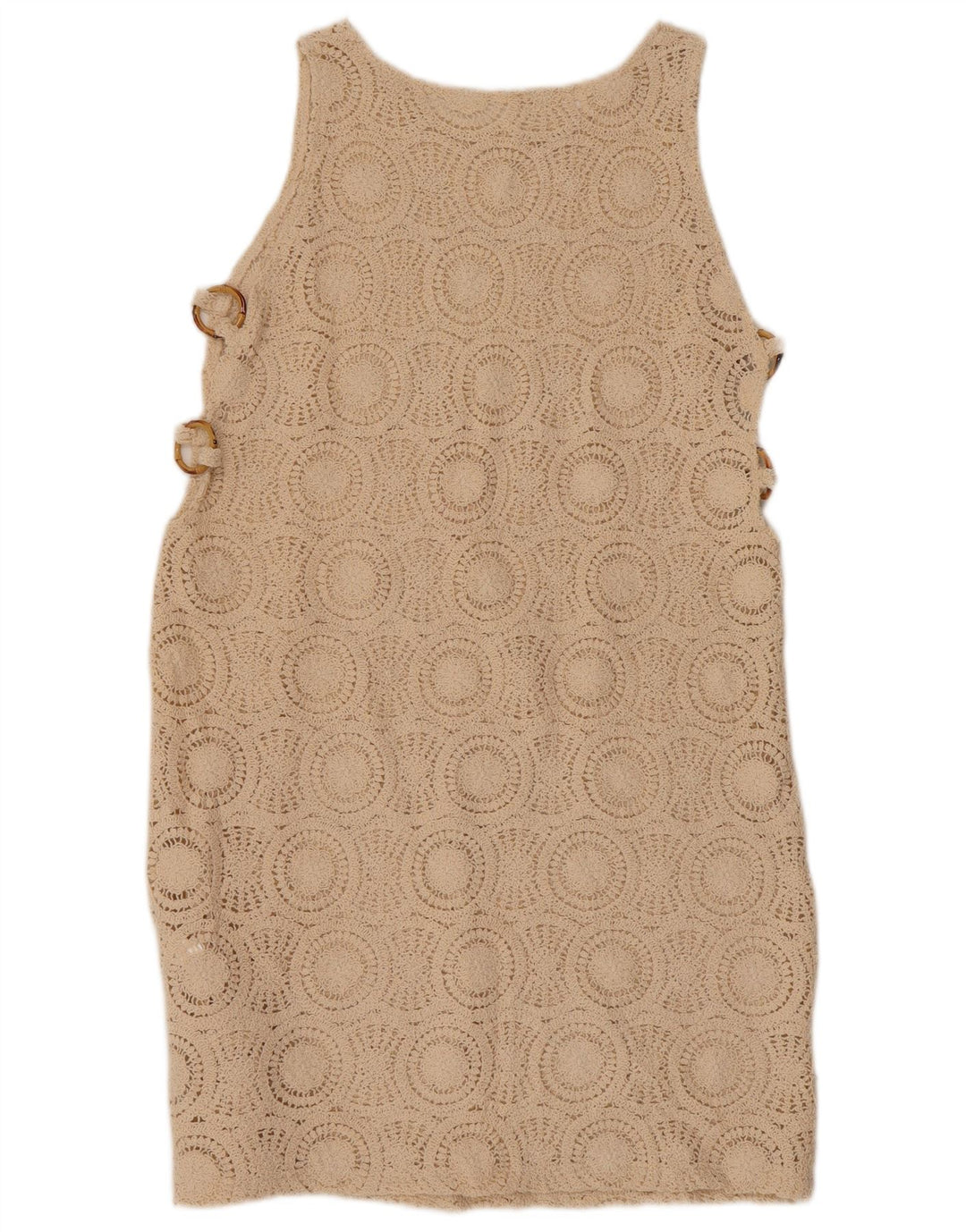 VINTAGE Γυναικείο φόρεμα με βελονάκι Shift Shift UK 10 Small Beige βαμβακερό