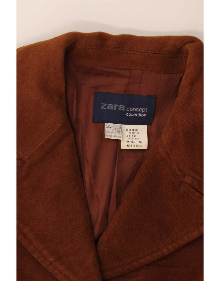 Zara Γυναικείο μπλέιζερ με 3 κουμπιά μπουφάν EU 38 Μικρό καφέ βαμβακερό