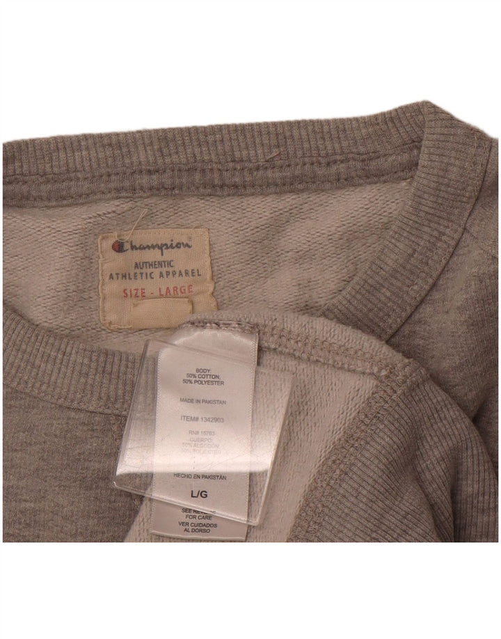 CHAMPION Mens Graphic Sweatshirt Jumper Large Grey Cotton