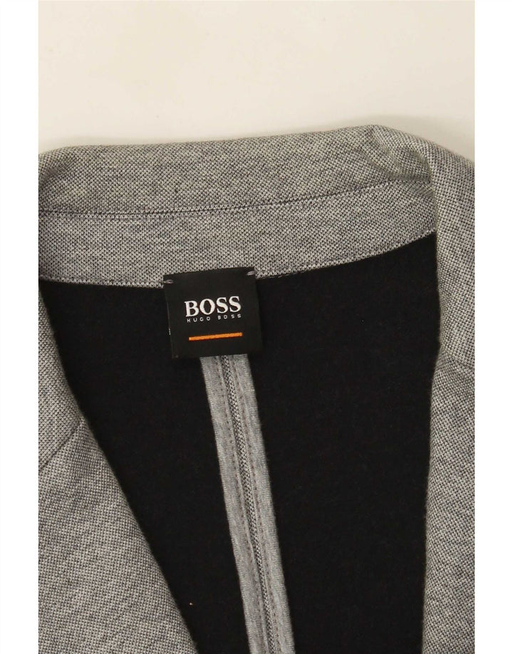 Ανδρικό μπλέιζερ Hugo Boss με 2 κουμπιά μπουφάν UK 40 μεγάλο γκρι βαμβακερό