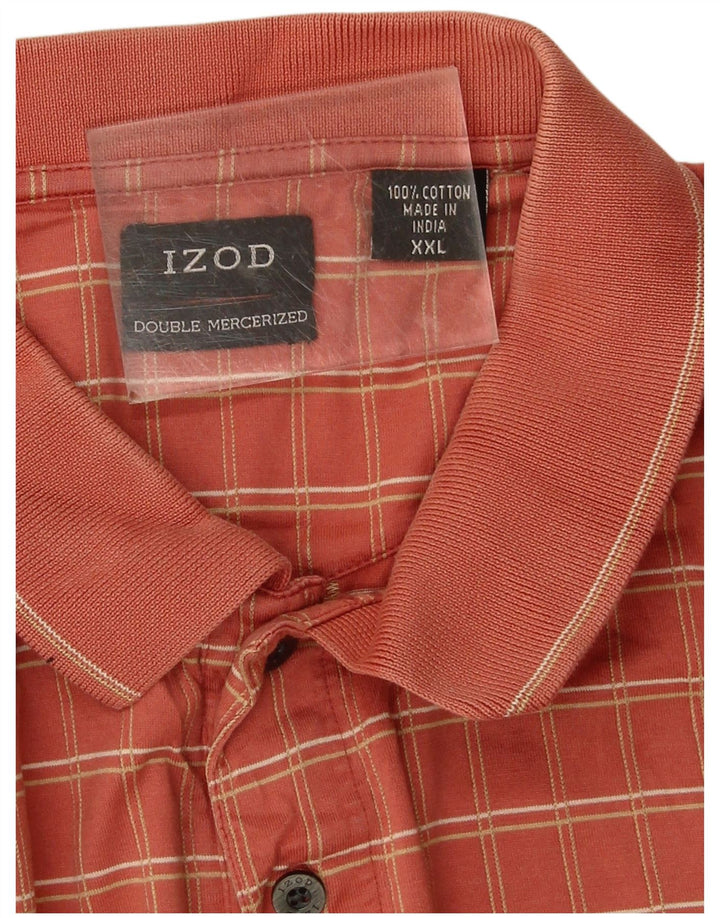 Ανδρικό μπλουζάκι πόλο Izod 2XL πορτοκαλί βαμβακερό καρό