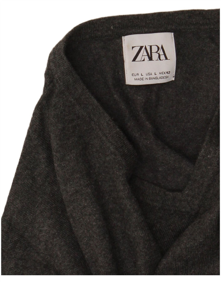 Ανδρικό πουλόβερ Zara με V λαιμόκοψη Μεγάλο Γκρι