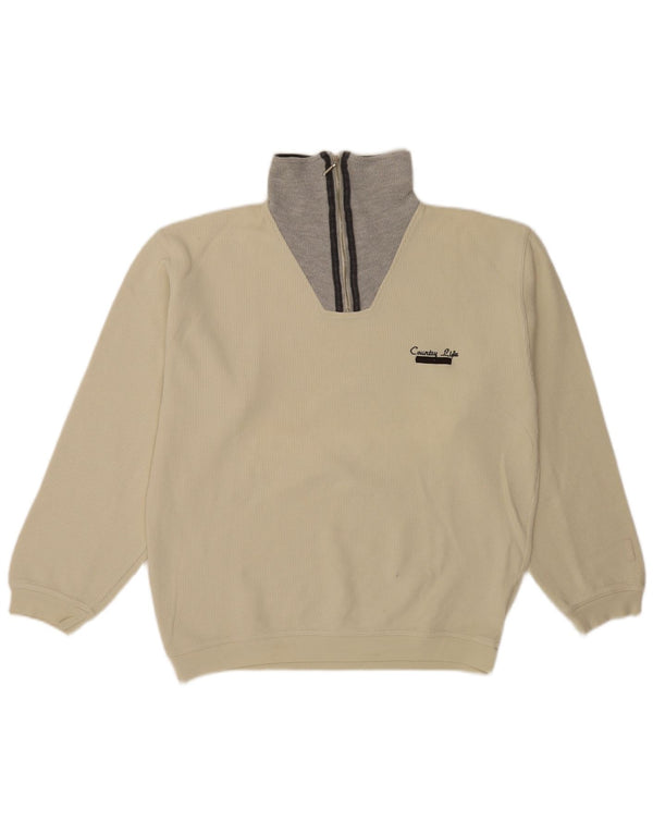 Jockey Ανδρικό πουλόβερ με φερμουάρ IT 50 Medium Off White Colourblock