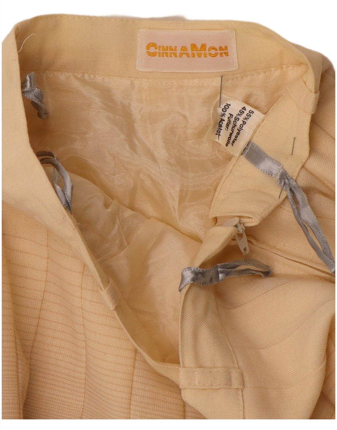 Vintage γυναικεία μαχαίρι πλισέ φούστα W26 Μικρό μπεζ ριγέ πολυεστέρα