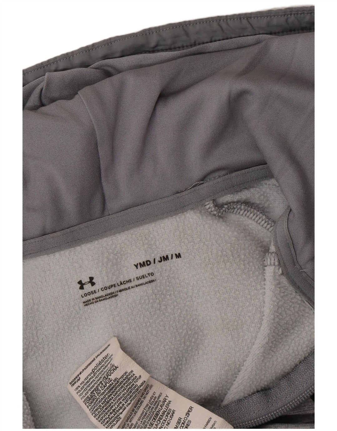 UNDER ARMOUR Boys Zip Hoodie Sweater 9-10 Years Medium Grey Polyester
