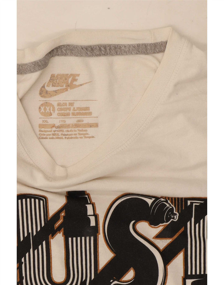 Ανδρικό γραφικό μπλουζάκι Nike Slim Fit Top 2XL λευκό