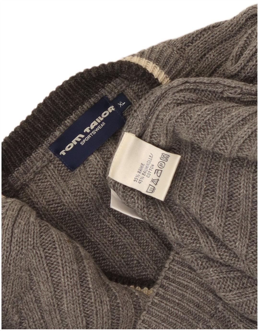 Ανδρικό πουλόβερ Tom Tailor με V λαιμόκοψη XL Grey Ramie