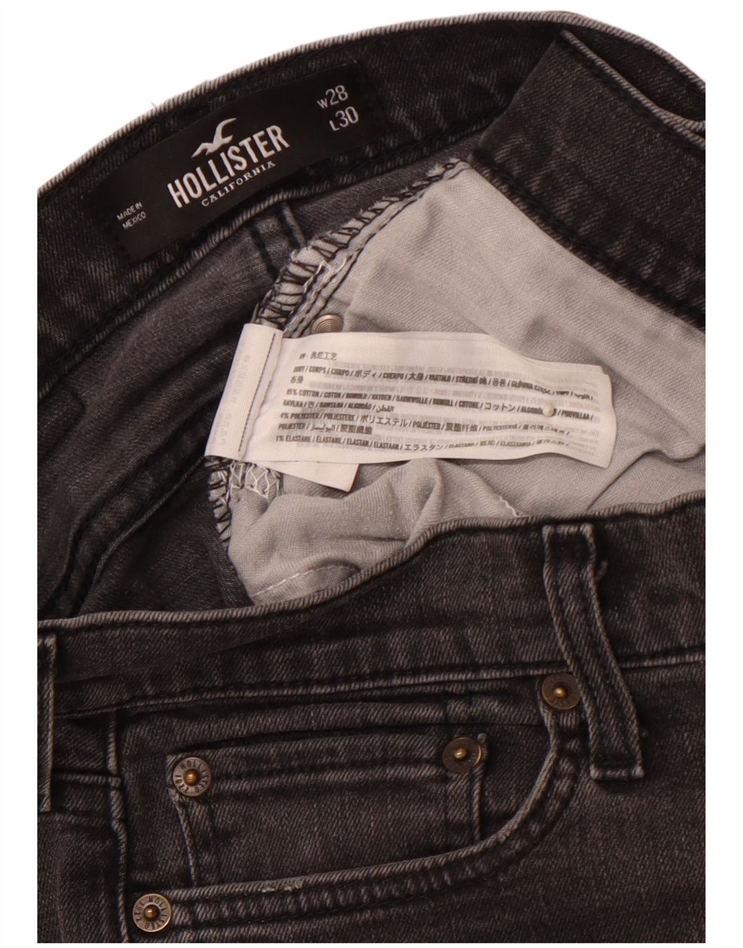 Ανδρικό Skinny Jeans HOLLISTER W28 L30 Μαύρο βαμβακερό
