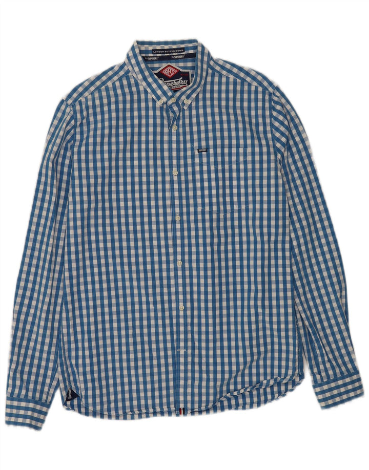 Ανδρικό πουκάμισο Superdry XL Blue Gingham Cotton