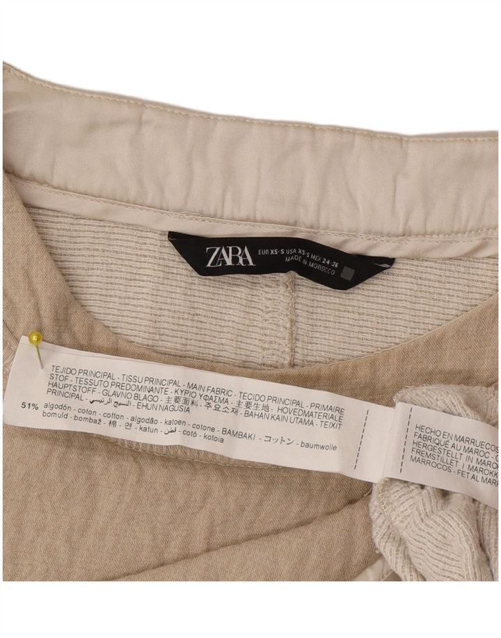Zara Γυναικεία Μπλούζα Oversized Top UK 6 XS Beige Βαμβακερό