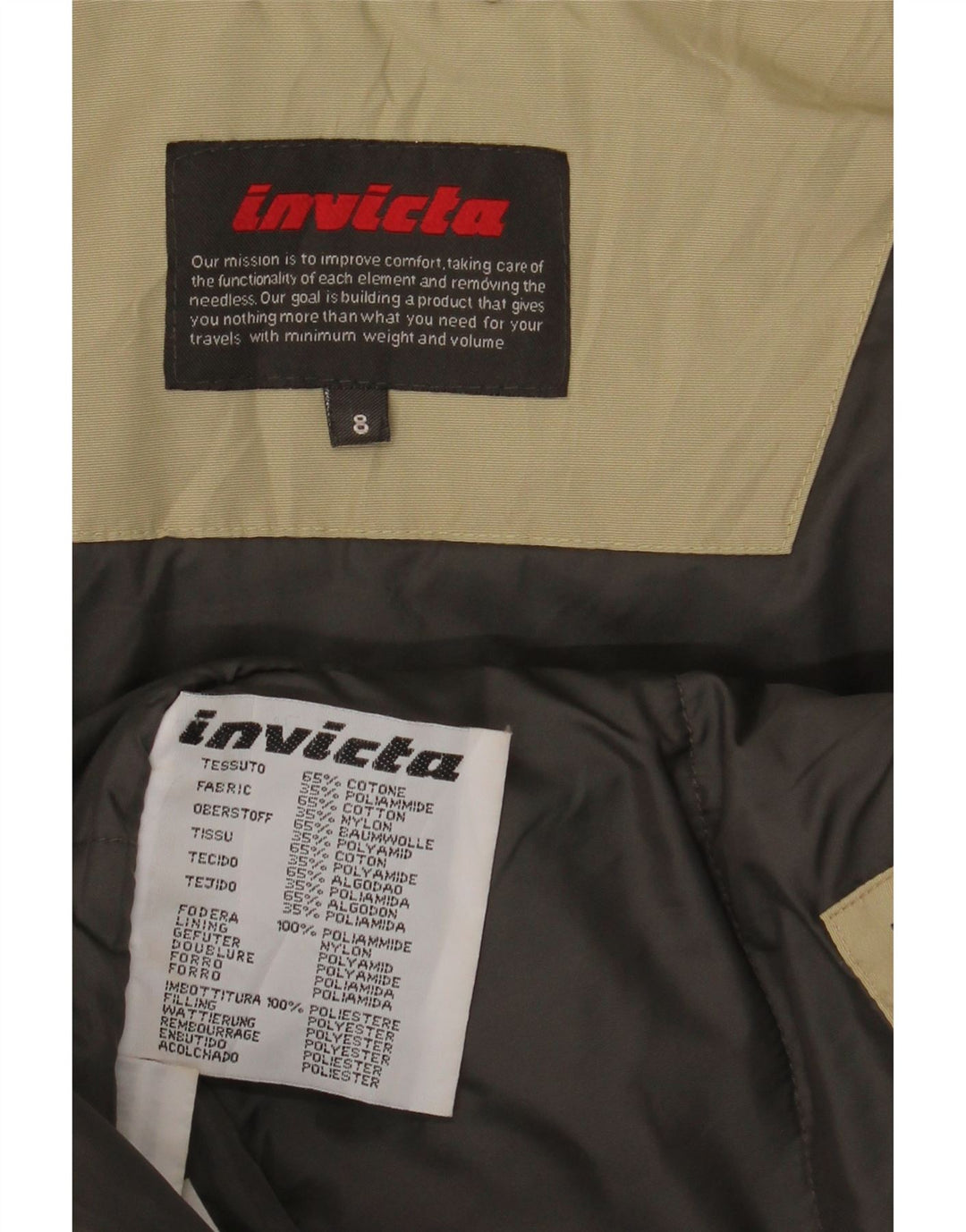 Invicta Γυναικείο μπουφάν με μανίκια 3/4 UK 8 μικρό βαμβακερό μπεζ