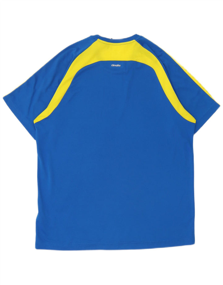 Adidas Ανδρικό T-Shirt Climalite Top Large Blue Colourblock Πολυεστέρας