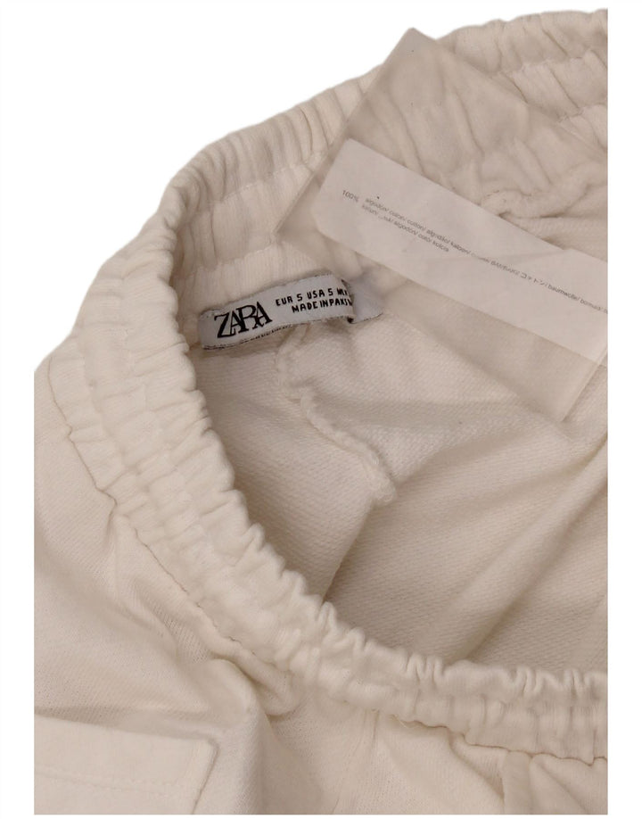 Zara Γυναικείο κανονικό καυτό παντελόνι UK 8 Μικρό λευκό βαμβακερό