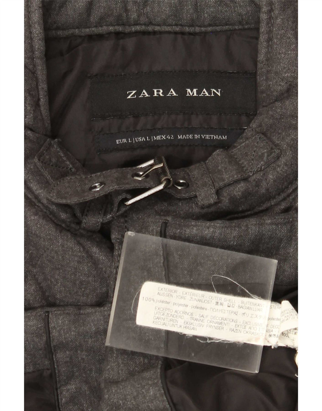 Zara Ανδρικό καπιτονέ μπουφάν UK 40 Large Grey Polyester