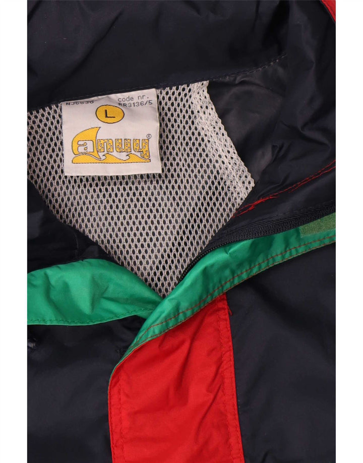 Anuy Ανδρικό μπουφάν βροχής UK 40 Large Navy Blue Colorblock Nylon