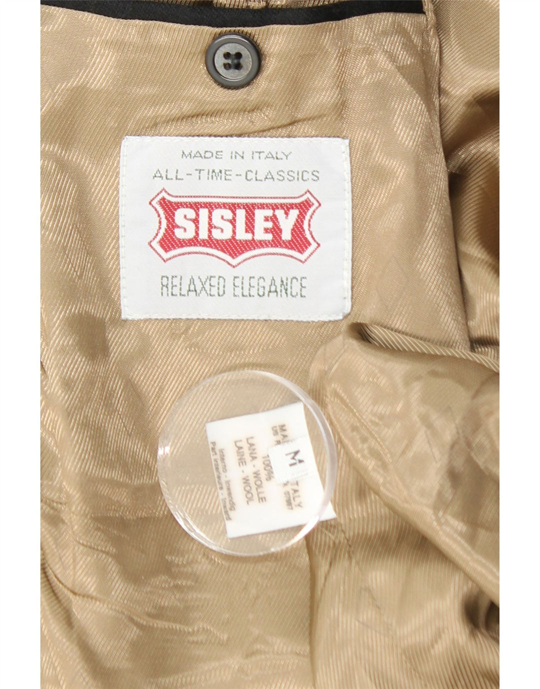 SISLEY Ανδρικό σακάκι Blazer με διπλό στήθος UK 38 μεσαίο μαύρο μαλλί